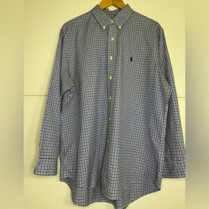 Ralph Lauren Men's Blue‎ & White Checkered Shirt Classic Preppy Ivy League SZ XL